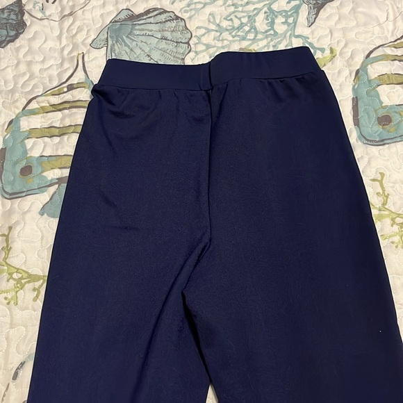 Navy blue stretchy elastic waist pocket, front professional pants with seams - Picture 5 of 5